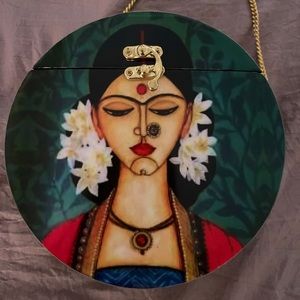 Indian Woman Print Statement Acrylic Round Purse